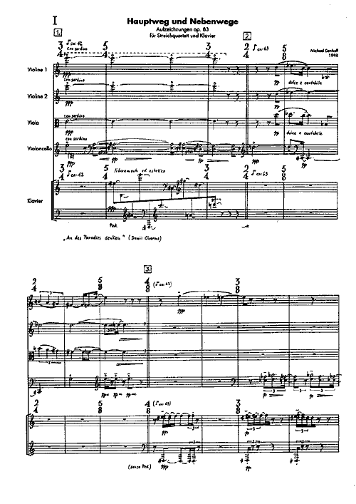 erste Partiturseite aus
HAUPTWEG UND NEBENWEGE
Aufzeichnungen op. 83